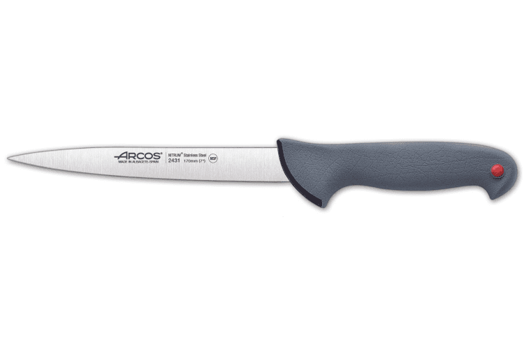 Couteau filet de sole professionnel arcos colour prof 243100 lame 17cm manche en pp