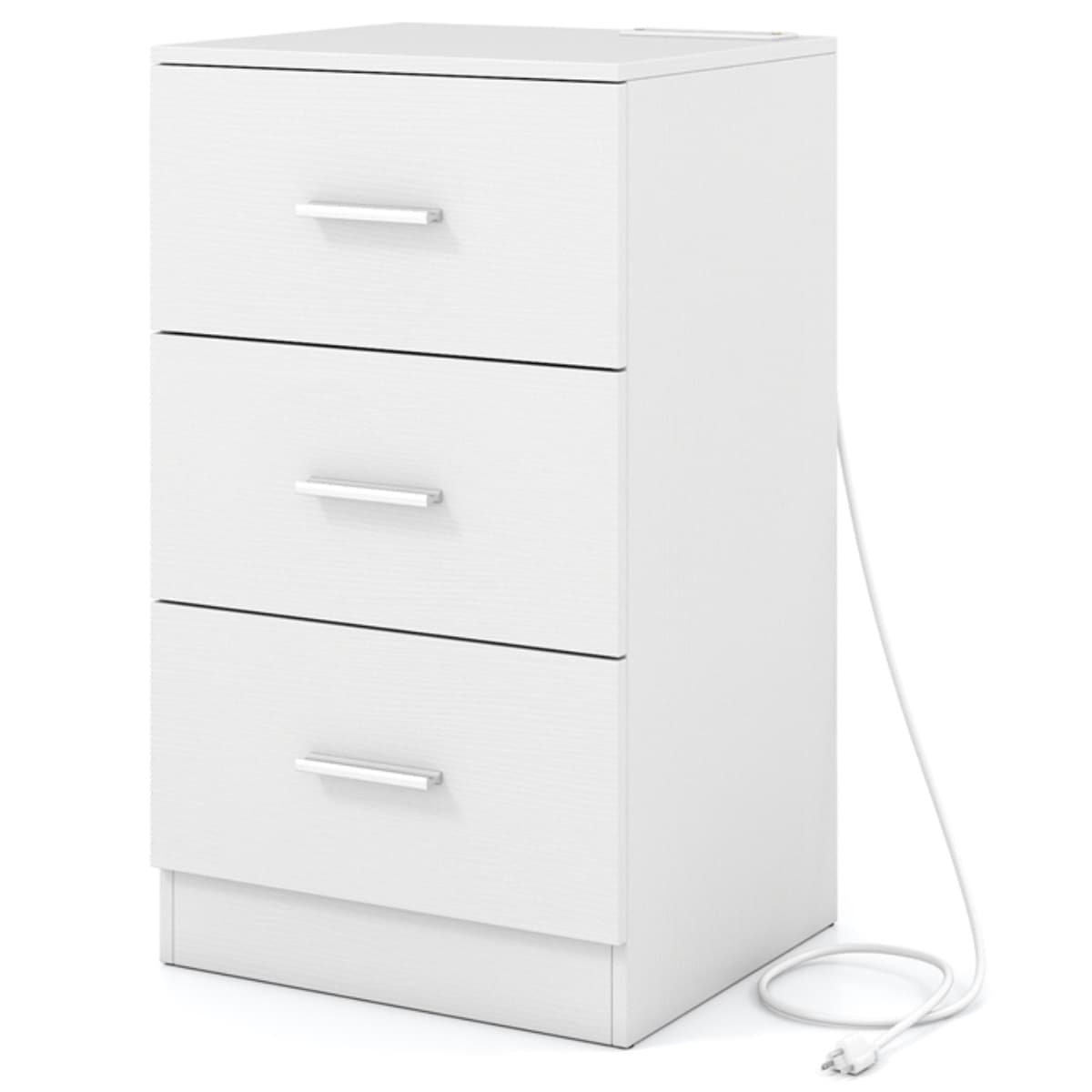 Table d'Appoint avec Station de Charge Table de Chevet avec 3 Tiroirs de Rangement Port USB et 2 Kit