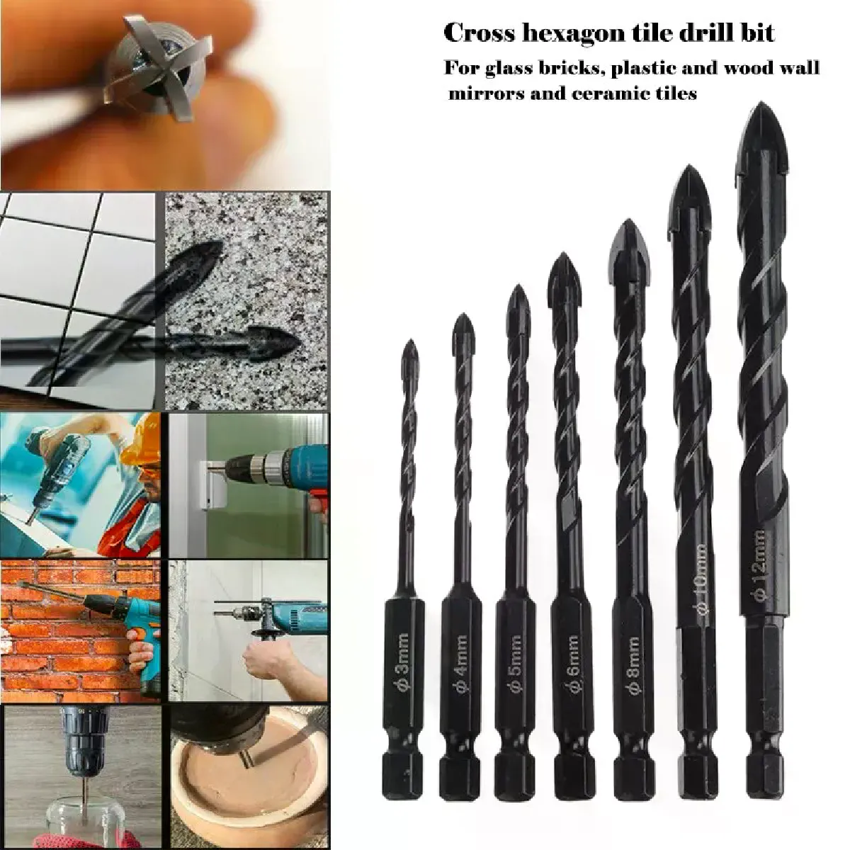 Jeu de forets carrelage céramique - Lot de 6