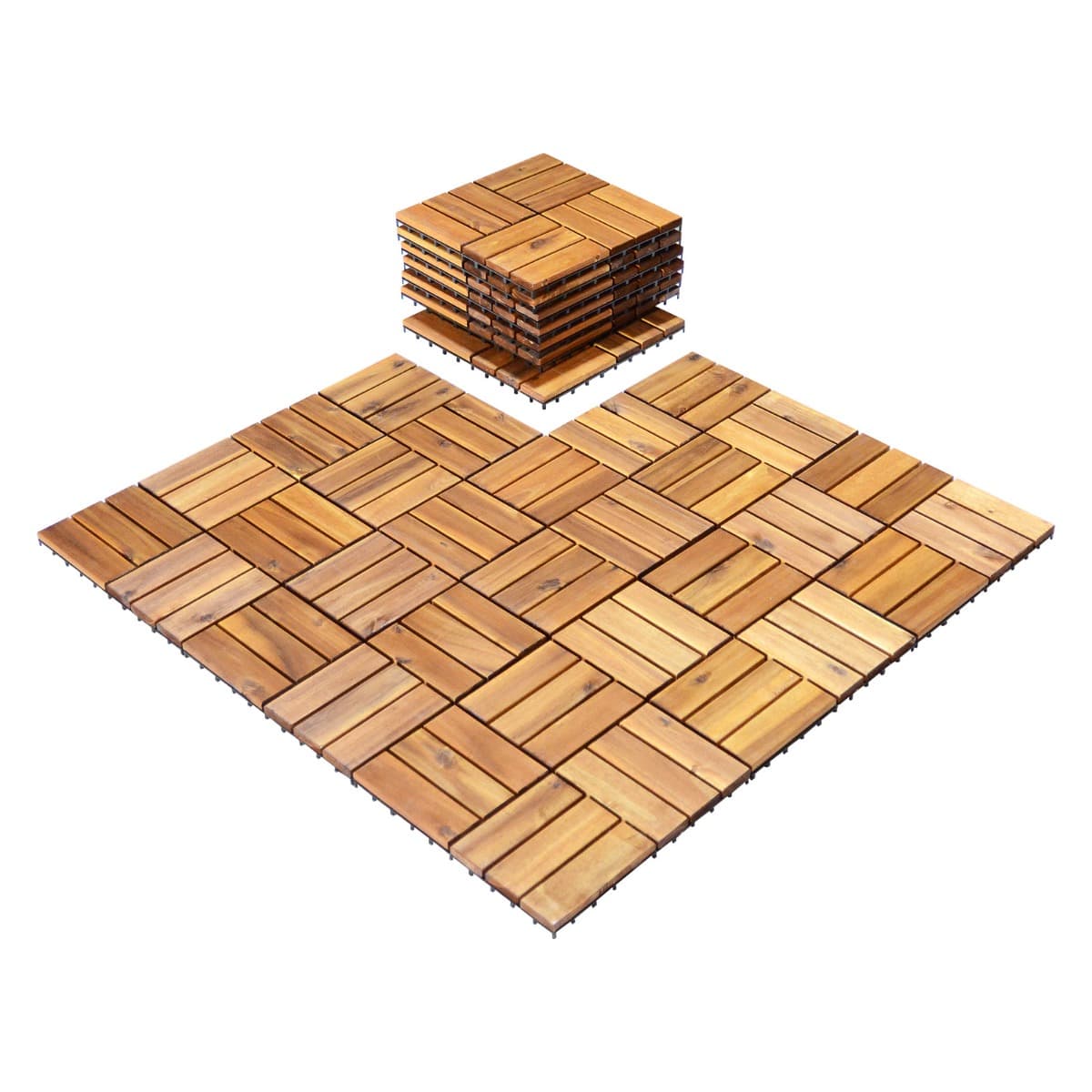 CostwayCarreaux de Terrasse en Bois d'Acacia27 Pièces Dalle Bois Huilé 30 x 30 CM Couvrant Surface de 24300 cm² Revêtement Extérieur ou Intérieur